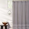 Frost Gray & White Trim Fabric Shower Curtain 1 Frost Gray & White Trim Fabric Shower Curtain -Finest Furniture Store 810460541 1