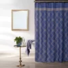 Denim Blue Geometric Fabric Shower Curtain 1 Denim Blue Geometric Fabric Shower Curtain -Finest Furniture Store 810460544 1