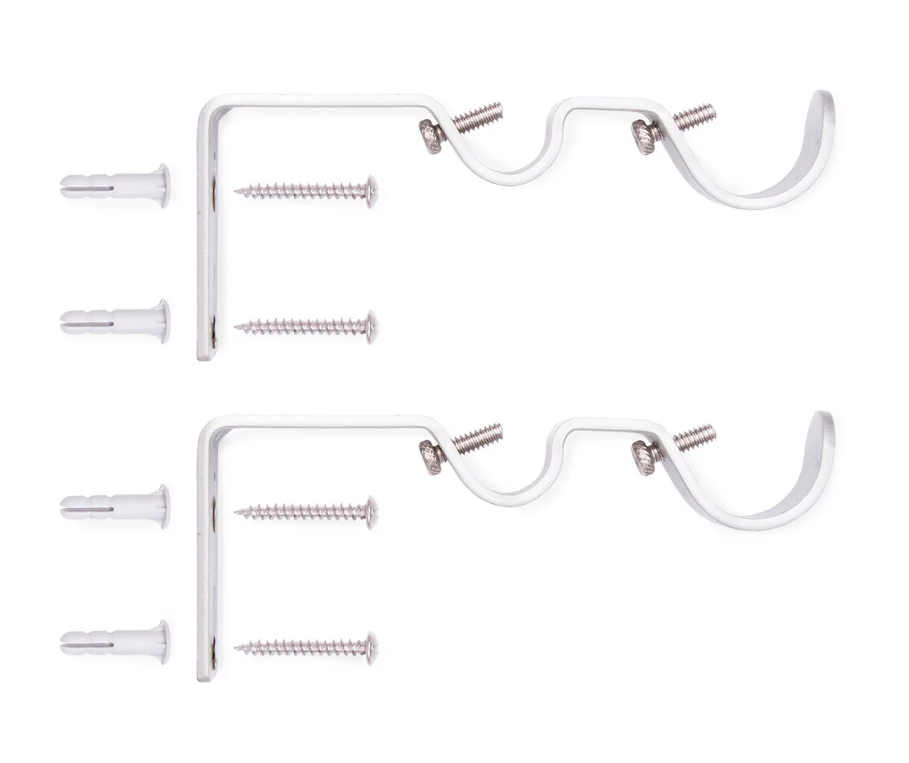 Brushed Nickel Adjustable Double Curtain Rod Brackets, 2-Pack 4 Brushed Nickel Adjustable Double Curtain Rod Brackets, 2-Pack - Image 2