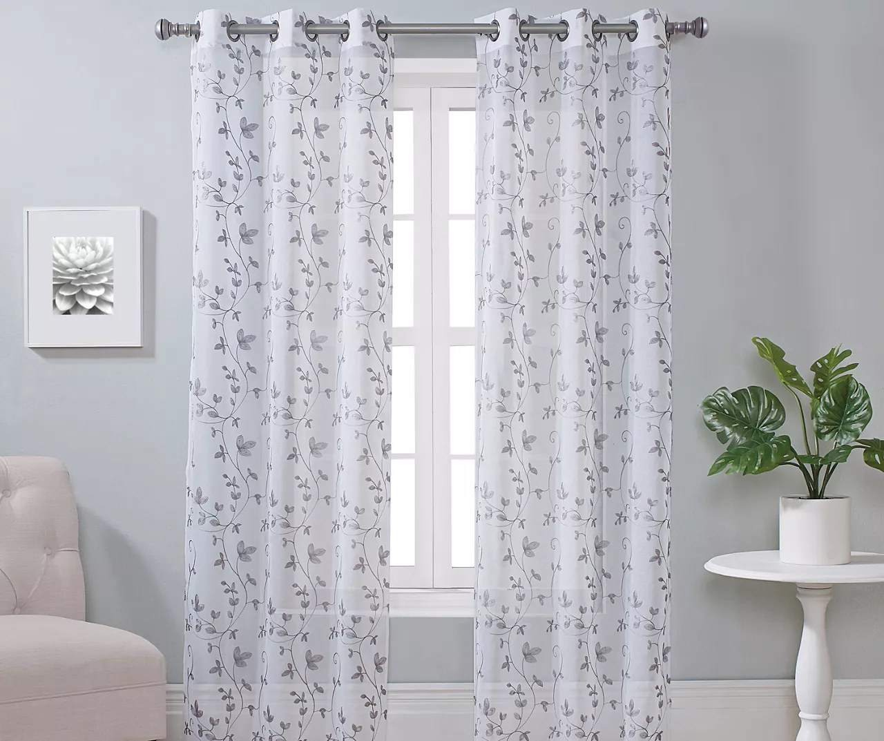 Broyhill Cassandra Floral Sheer Grommet Curtain Panel Pair 3 Broyhill Cassandra Floral Sheer Grommet Curtain Panel Pair