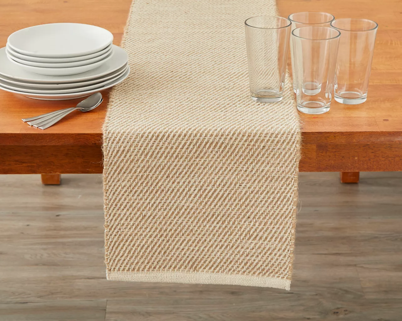 Beige & Tan Diagonal Stripe Table Runner 2 Beige & Tan Diagonal Stripe Table Runner