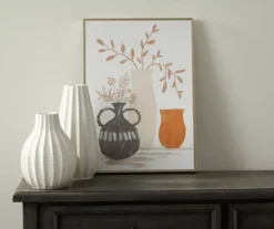 Orange, Gray & White Potted Plants Framed Canvas -Finest Furniture Store 810540304 2