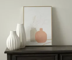 Pink & Gray Potted Plants Framed Canvas -Finest Furniture Store 810540305 2