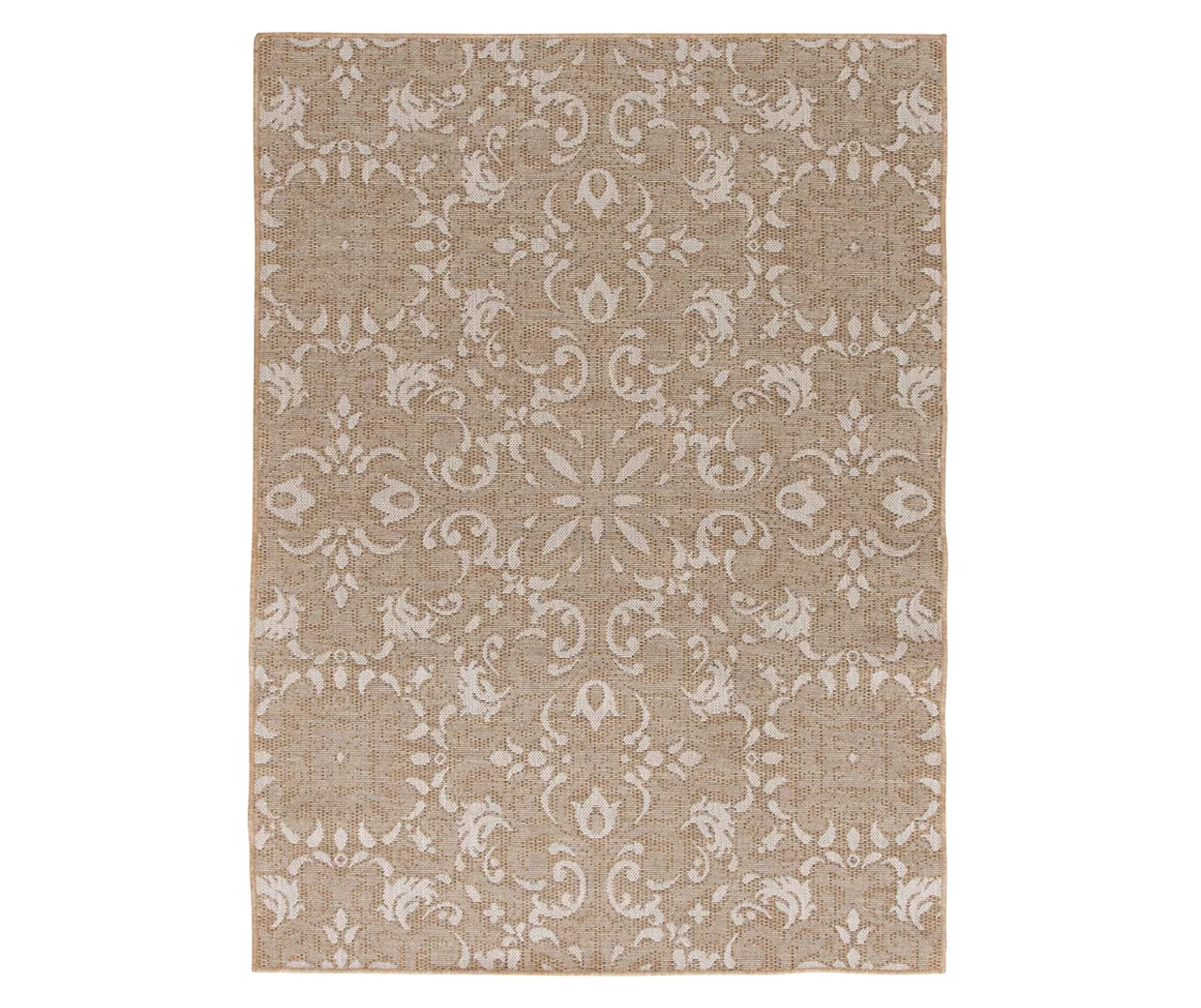 Sandpointe Tan & Ecru Damask Outdoor Area Rug, (5' X 7') 8 Sandpointe Tan & Ecru Damask Outdoor Area Rug, (5' X 7') - Image 6