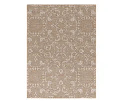 Broyhill Sandpointe Tan & Ecru Damask Outdoor Area Rug -Finest Furniture Store 810546502 810546501 810546500 1 1
