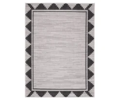 Broyhill Gray & Black Geometric Border Indoor/Outdoor Area Rug -Finest Furniture Store 810547881 2