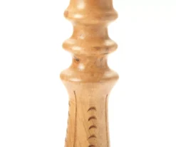 Light Brown Notch-Carved Pillar Candle Holder -Finest Furniture Store 810547959 810547960 2