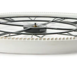 Rustic White Roman Numeral Round Wall Clock -Finest Furniture Store 810548702 1