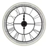 Rustic White Roman Numeral Round Wall Clock -Finest Furniture Store 810548702