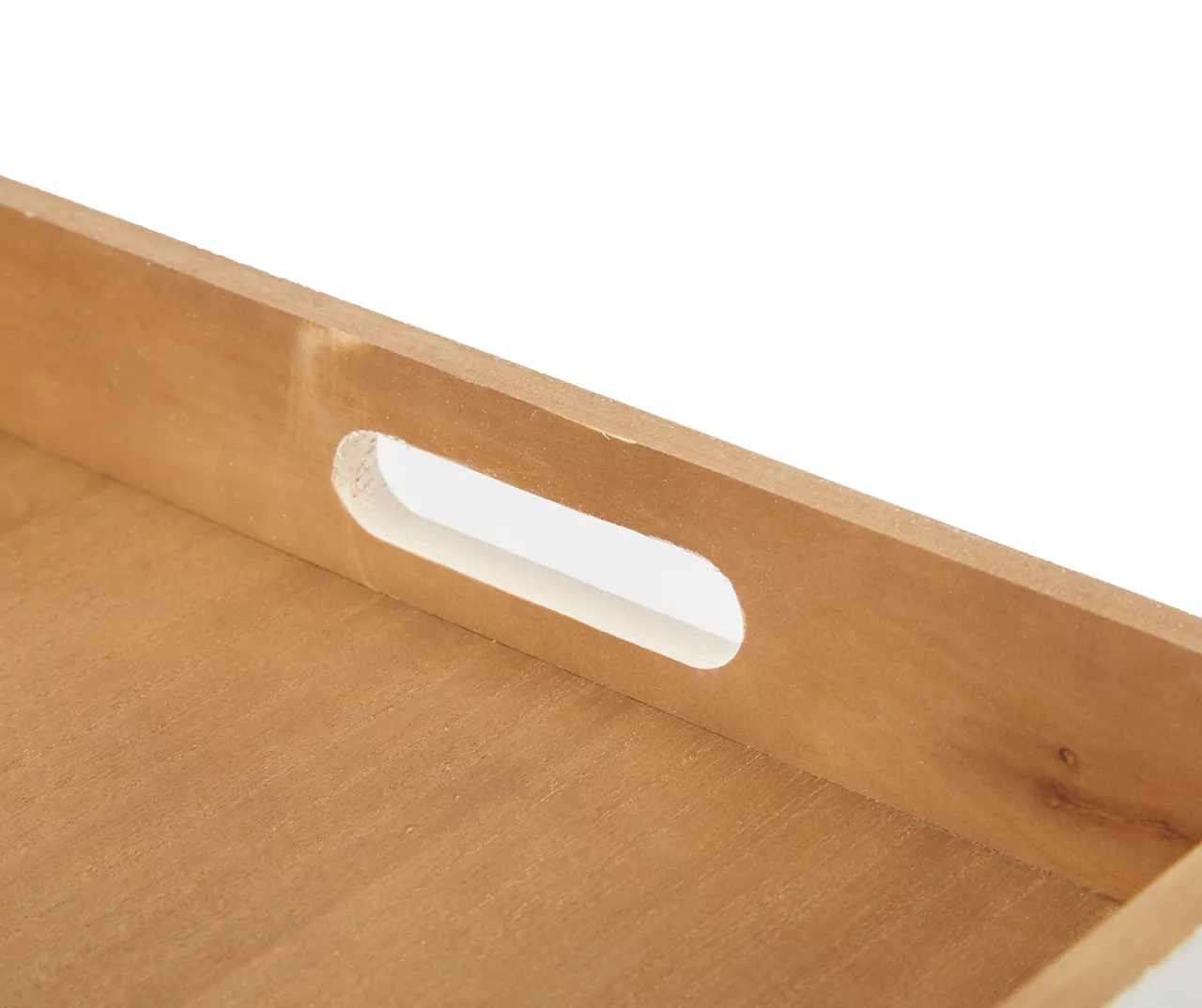 White Decorative Tray With Brown Faux Leather Accents 3 White Decorative Tray With Brown Faux Leather Accents - Image 2