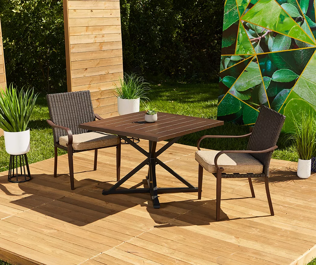 Broyhill Autumn Cove Wood Look Square Steel Patio Dining Table 8 Broyhill Autumn Cove Wood Look Square Steel Patio Dining Table - Image 6