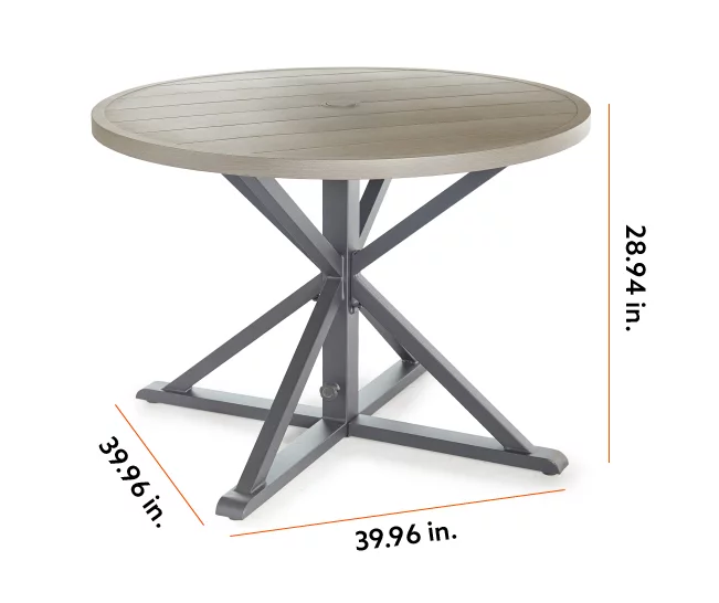Sandpointe Neutral Steel Round Patio Dining Table 6 Sandpointe Neutral Steel Round Patio Dining Table - Image 4