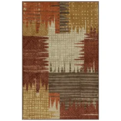 Broyhill Brown & Red Abstract Patchwork Accent Rug 28 Broyhill Brown & Red Abstract Patchwork Accent Rug -Finest Furniture Store 810557651 1