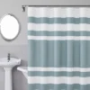 Slate Blue & White Color Block Waffle-Knit Fabric Shower Curtain -Finest Furniture Store 810559975 A0