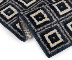 Klein Navy Square Pattern Runner Rug, (2' X 7') 7 Klein Navy Square Pattern Runner Rug, (2' X 7') -Finest Furniture Store 810562954 2