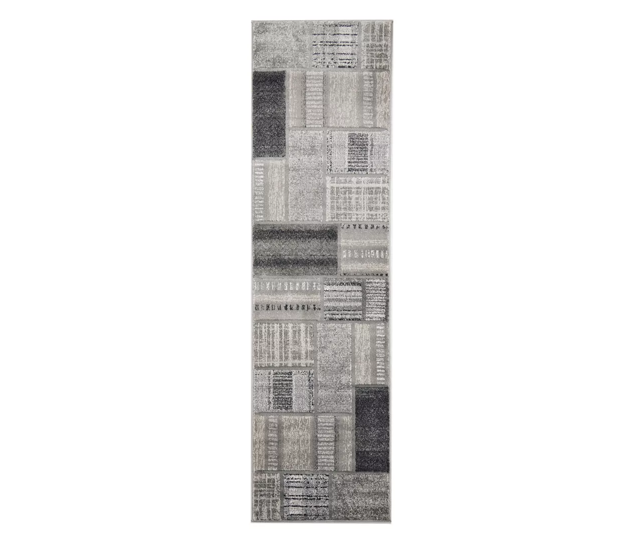 Destan Charcoal & Gray Patchwork Runner Rug, (2' X 7') 3 Destan Charcoal & Gray Patchwork Runner Rug, (2' X 7')
