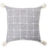 Blue & White Windowpane Grid Tassel-Accent Square Throw Pillow 1 Blue & White Windowpane Grid Tassel-Accent Square Throw Pillow -Finest Furniture Store 810565460