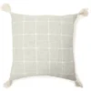 Sage Green & White Windowpane Grid Tassel-Accent Square Throw Pillow -Finest Furniture Store 810565722