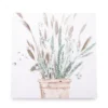 White & Green Embellished Cattail Wrapped Canvas -Finest Furniture Store 810567733