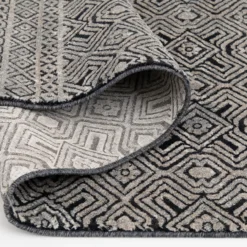 Colin Dark Blue & Whitecap Geometric Area Rug, (8' X 10') -Finest Furniture Store 810586497 810586493 810586501 5 1