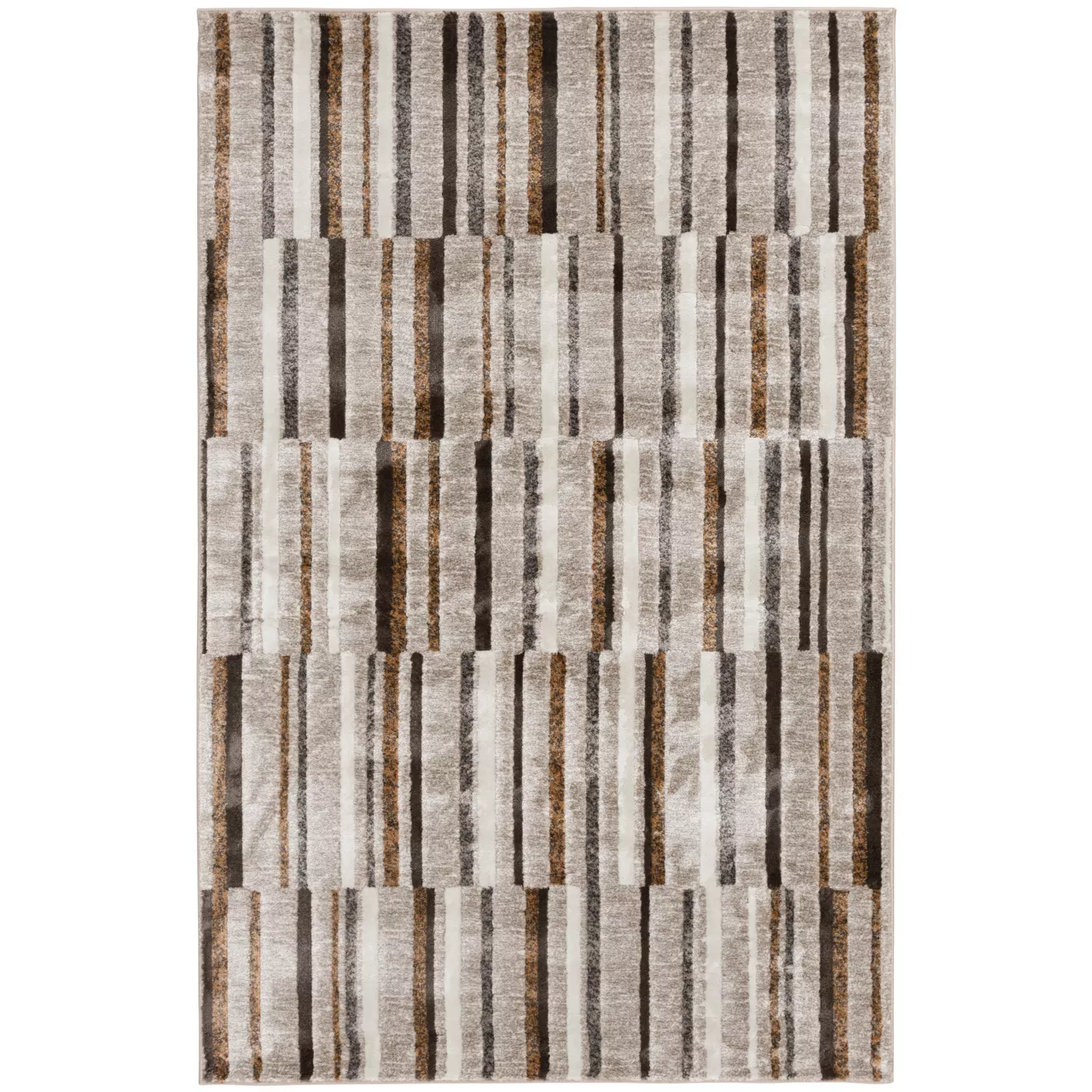Bay Village Greige & Putty Block Stripe Area Rug, (6' X 9')