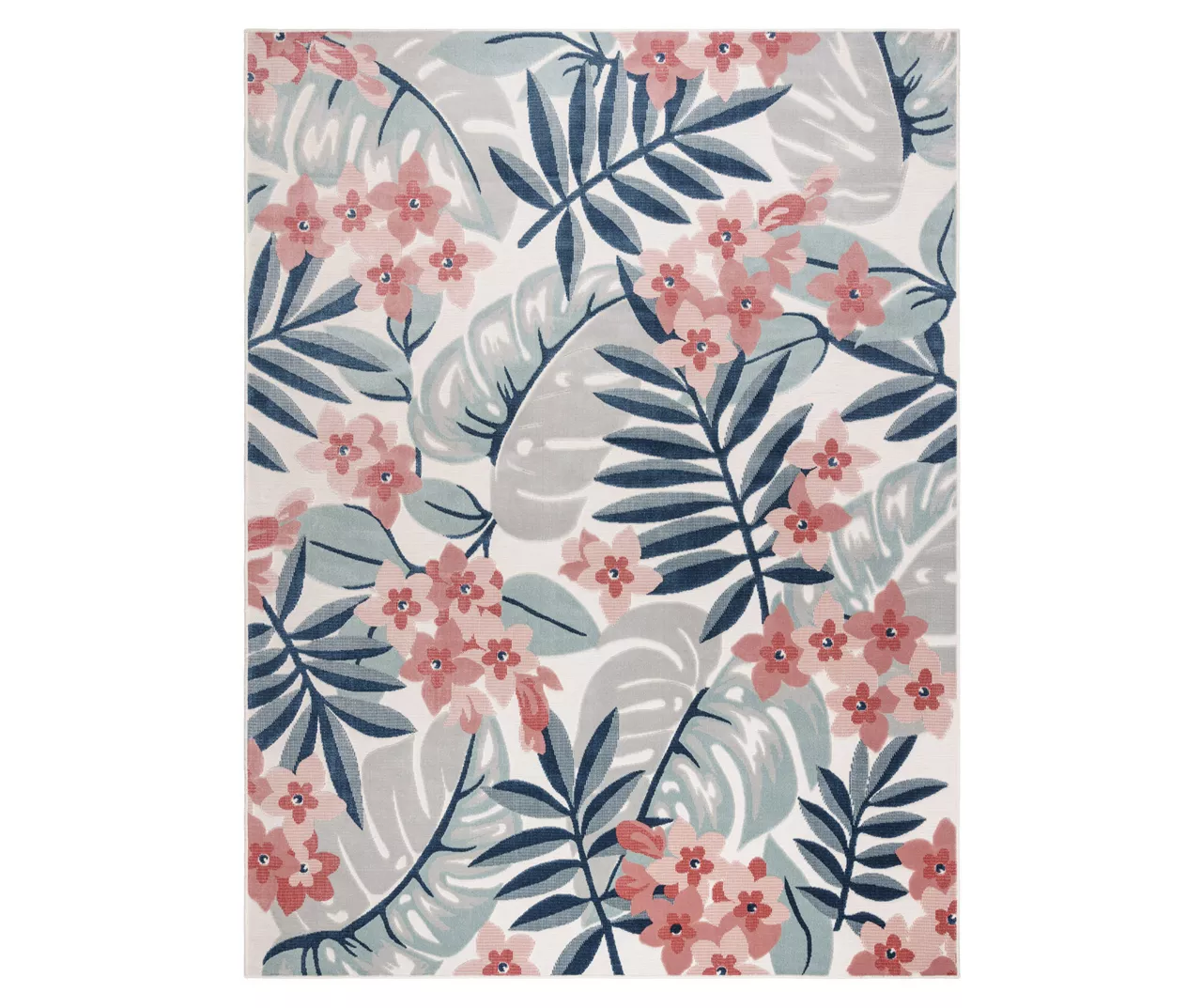 Nauru Blue & Pink Floral Outdoor Area Rug, (8' X 10') 3 Nauru Blue & Pink Floral Outdoor Area Rug, (8' X 10')