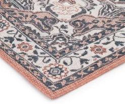 Braiden Orange & Navy Floral Medallion Outdoor Area Rug, (8' X 10') -Finest Furniture Store 810587368 810587369 810587370 3 1