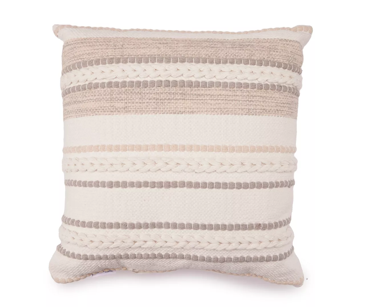 White & Tan Woven Dot Stripe Throw Pillow 3 White & Tan Woven Dot Stripe Throw Pillow