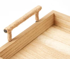 Light Brown Wood Tray With Metal Handles 7 Light Brown Wood Tray With Metal Handles -Finest Furniture Store 810603807 A8 2