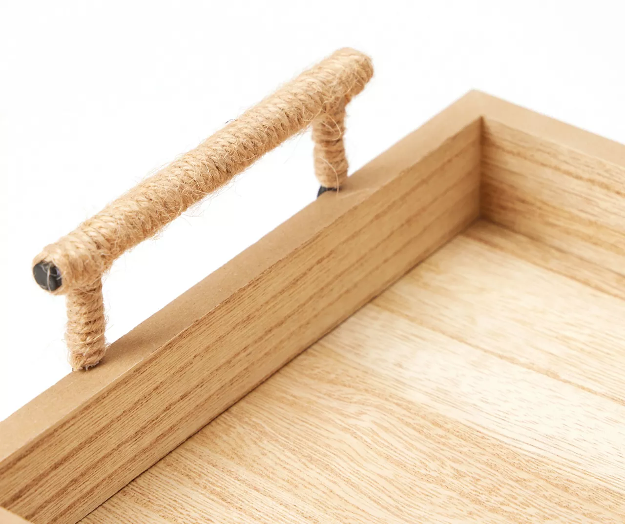 Light Brown Wood Tray With Metal Handles 5 Light Brown Wood Tray With Metal Handles - Image 3