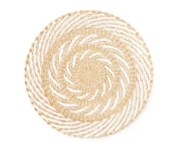 Tan & White Spiral Woven Grass Wall Decor
