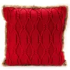 Red Cable-Knit Faux Fur-Trim Throw Pillow -Finest Furniture Store 810617278 A0 1