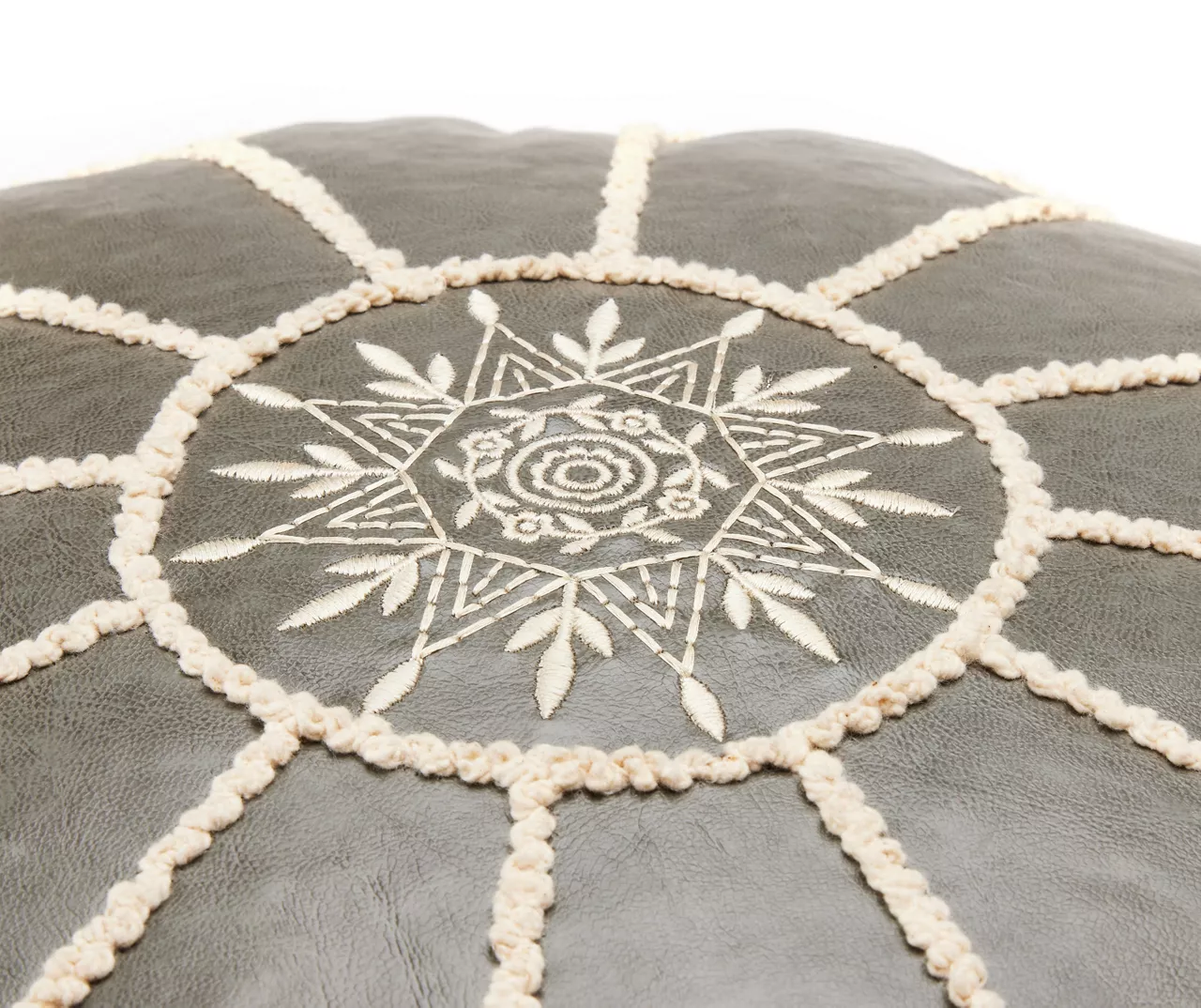 Moroccan Vegan Leather Pouf 5 Moroccan Vegan Leather Pouf - Image 3