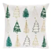 Ivory & Green Embroidered Trees Throw Pillow -Finest Furniture Store 810618274 A0 1